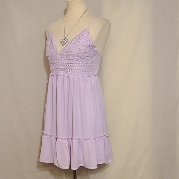 Timing Lavender Lace Bodice Mini Dress - Picture 3 of 11